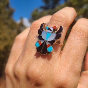 Zuni thunderbird inlay ring